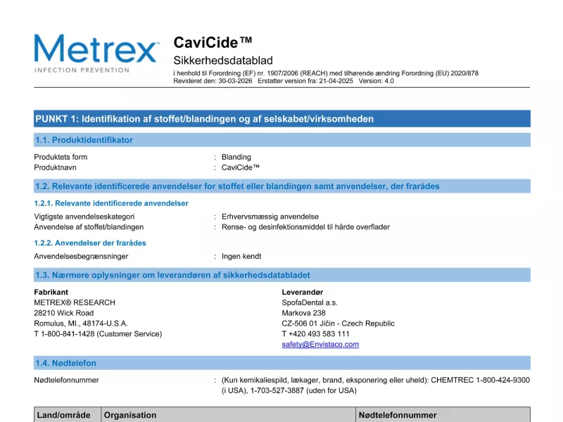 CaviCide EU REACH DK SDS