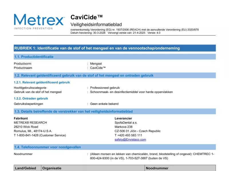 CaviCide EU REACH NL SDS