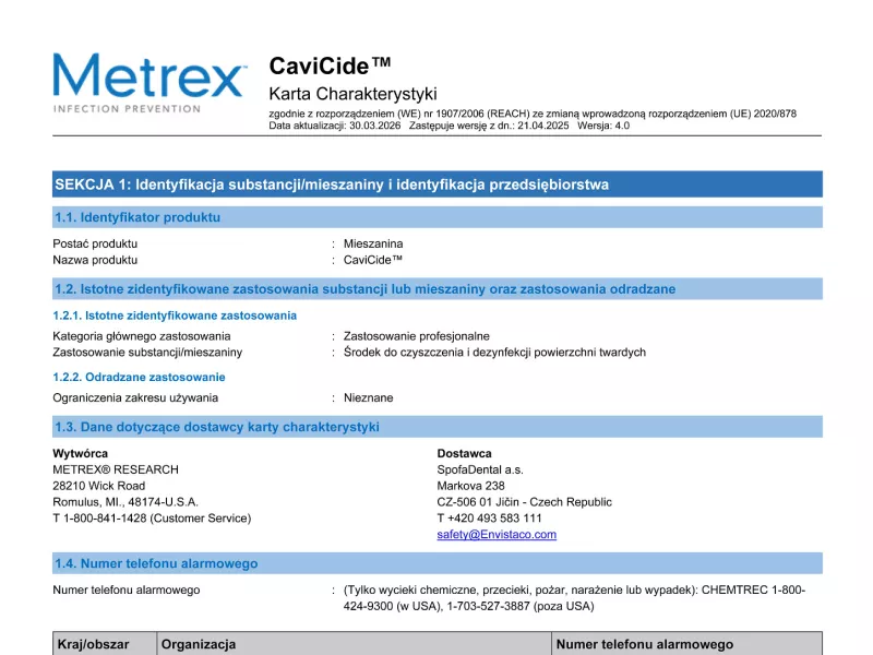 CaviCide EU REACH PO SDS