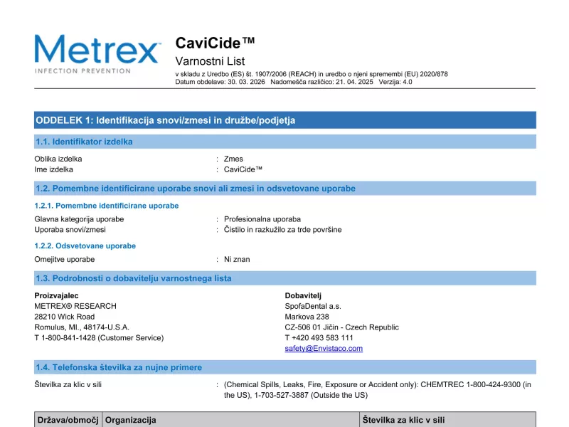 CaviCide EU REACH SLV SDS