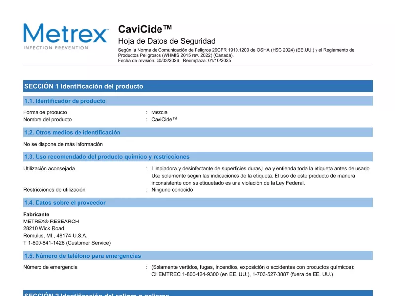 CaviCide GHS SP_LatAm SDS