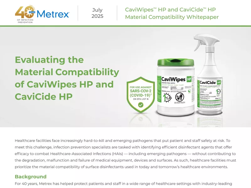 CaviWipes HP and CaviCide HP material compatibility white paper