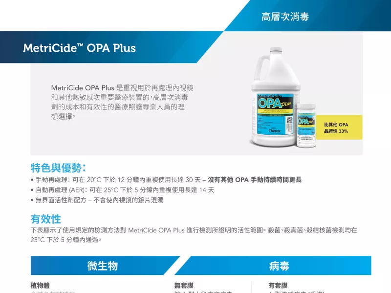 MetriCide OPA Plus Sales Sheet