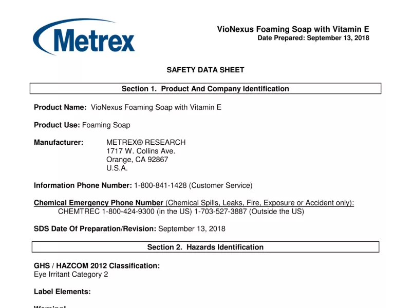VioNexus™ Foaming Soap with Vitamin E (United States – English)