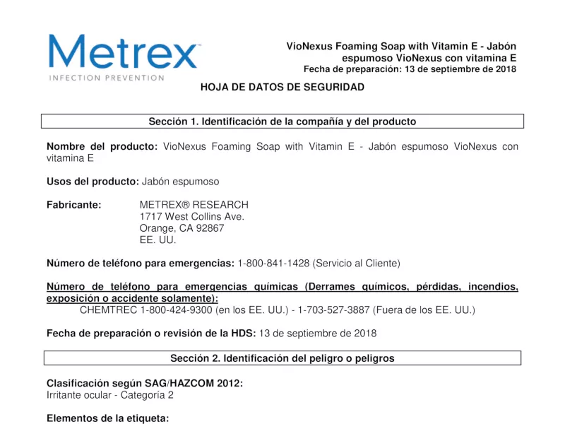 VioNexus Foaming Soap with Vitamin E SDS